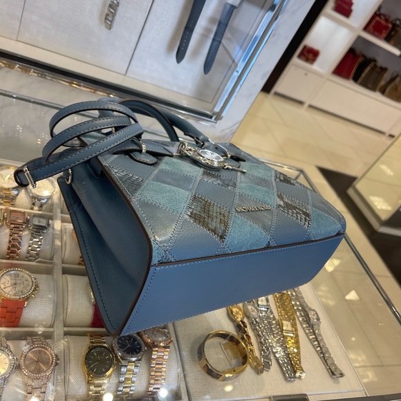 MICHAEL KORS Hamilton Small Patchwork Satchel Crossbody Bag
Cornflower 
NWT - Picture 12 of 16